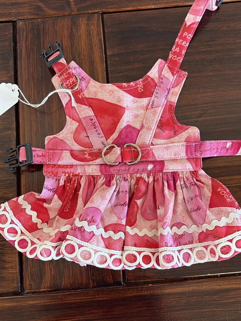 Pink Heart-Print Dog Harness